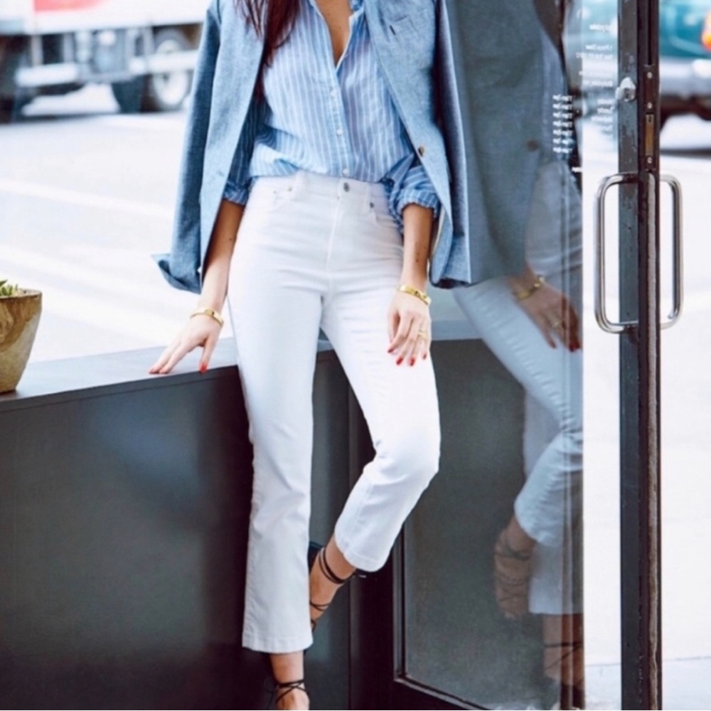 J.Crew White High Rise Billie Demi Boot Crop Jean - Size 29